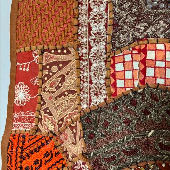 Bohemian Patchwork Wall Hanging - Rust Multicolor - Picture 5 of 8